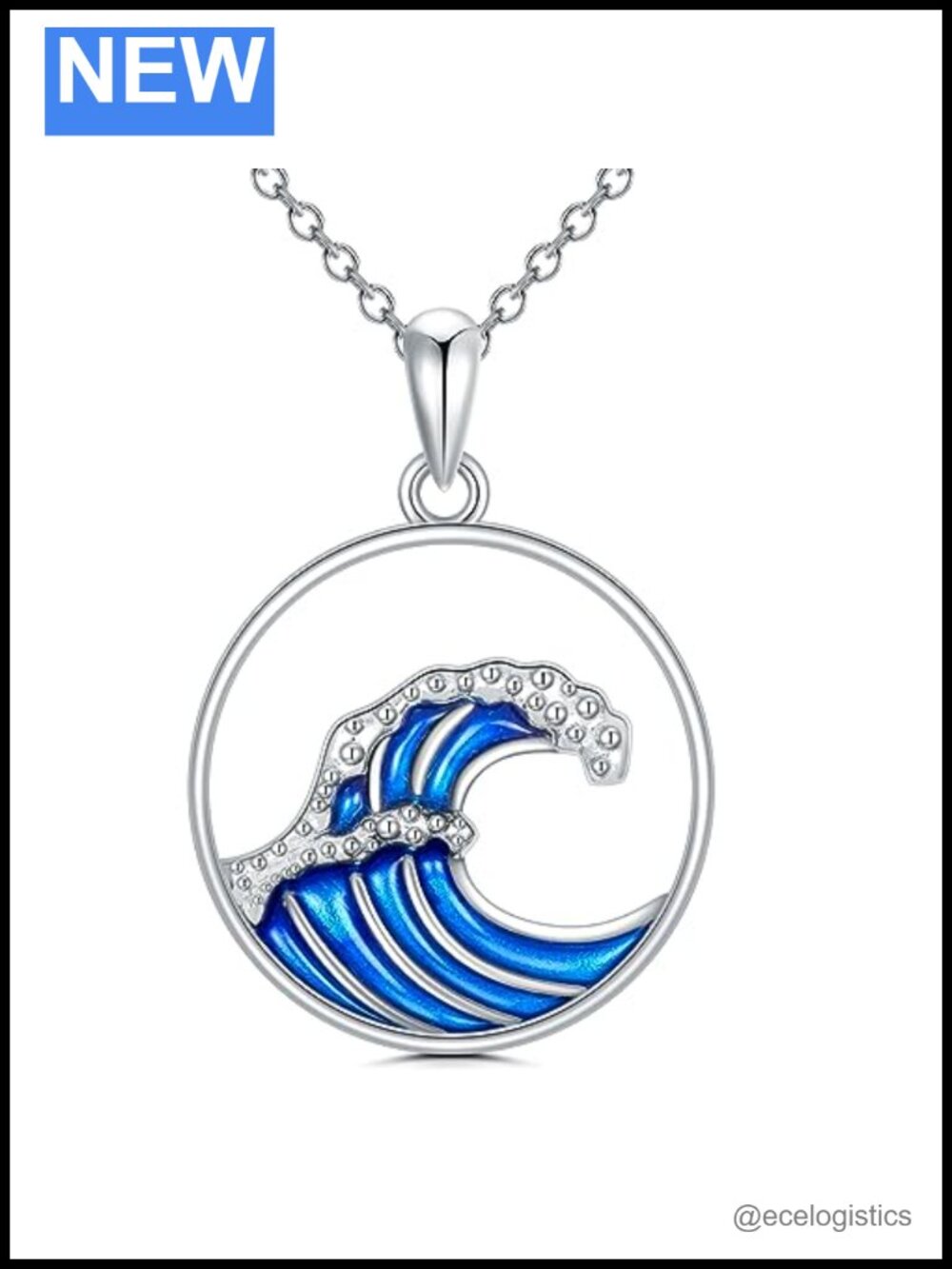 Sterling Silver Wave Pendant Necklace